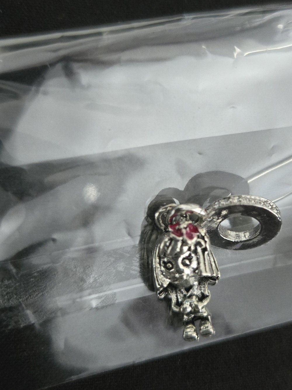 Silver Girl Charm with Pink Accent